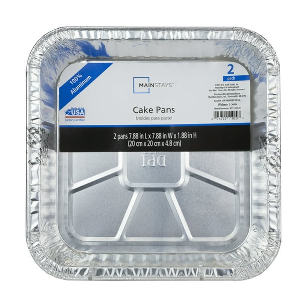 Mainstays Square Cake Pan, 2 Count 8" x 8" x 1.47"