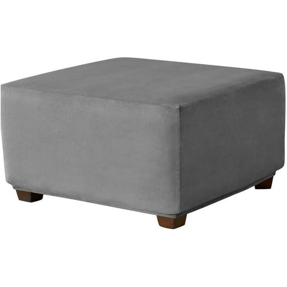 Ottoman Cover Square 40 x 40x16inch,Stretch Velvet Square Ottoman Slipcover Washable Square Storage Ottoman Foot Stool Cover with Elastic Bottom (Colour: Dark Grey Blue, Size: 100x100cm/40x40in)