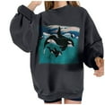 thumbnail image 2 of Jsaierl Crewneck Sweatshirts Women Cute Whales Print Sweatshirt Top Long Sleeve Lightweight Fall Pullover Oversized Sweatshirts, 2 of 9