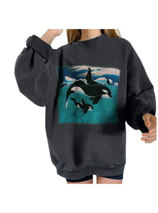 Watercolor Whale Sweatshirt 90s Clothing Trendy Ocean 