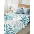 thumbnail image 5 of Teal Grey Coral Coastal Flat Sheet Only Twin Size, Soft Breathable Bed Top Sheets for Mattress, Summer Beach Seaside Nautical Luxury Bedding Flat Sheets for Home Hotel Bedroom Bed Protection, 5 of 9