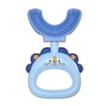 thumbnail image 2 of Cepillo de dientes en forma de U para niños, cabezal de cepillo de silicona suave de grado alimenticio, limpieza de dientes de 3 lados, (azul, rosa, edad 2-6)), 2 of 4