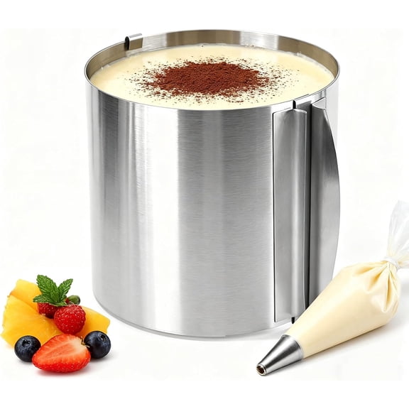 Cake Ring Adjustable Extra high 15cm - Stable Stainless Steel Baking Ring - Cake Ring with Precise Scaling Inside