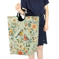thumbnail image 4 of Yayeee Freestanding Laundry Hamper with Handle Collapsible Large Storage Basket for Clothes, Green Floral Pattern, 4 of 7