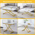 thumbnail image 5 of TesNus Adjustable Height Lift Table, White Marble-Textured 0.8" MDF Top with Gold Metal Legs, Folding Coffee Dining Table for Living Room Apartment, 5 of 8