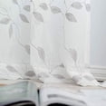 thumbnail image 6 of Sheer Curtains, Leaf Embroidery Sheer Window Curtains Faux Linen Textured Solid Grommet Voile Curtains for Living Room Bedroom, 52 x 54"Inch, Gray Embroidered,2 Panels, 6 of 7