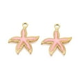 thumbnail image 2 of 10 pc 304 Stainless Steel Pendants with Enamel Starfish Charms Real 18K golden Plated Ion Plating(IP) Pink 25x22x3mm Hole: 2mm, 2 of 3