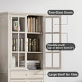 thumbnail image 4 of SunsGrove 72.8" White Oak Bookcase - 4 Glass Doors, Adjustable Shelf & Drawer, Narrow Floor Cabinet for Living Room, Home Office (Natural Oak Veneer), 4 of 6