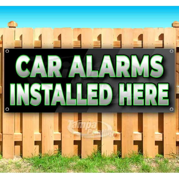 Car Alarms Installed Here 13 oz Vinyl Banner With Metal Grommets