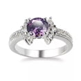thumbnail image 3 of Purple Zirconia Round Cz Flower Women's 925 Silver Wedding Finger Ring Size 6-10, 3 of 5