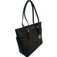 thumbnail image 3 of Michael Kors Women Lady Large Leather Shoulder Tote Handbag Purse Bag Black Gold, 3 of 6