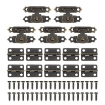 Uxcell Small Hinges for Wooden Box,Vintage Engraved Latch Hook Hasp with Screws for Jewelry Box Bronze