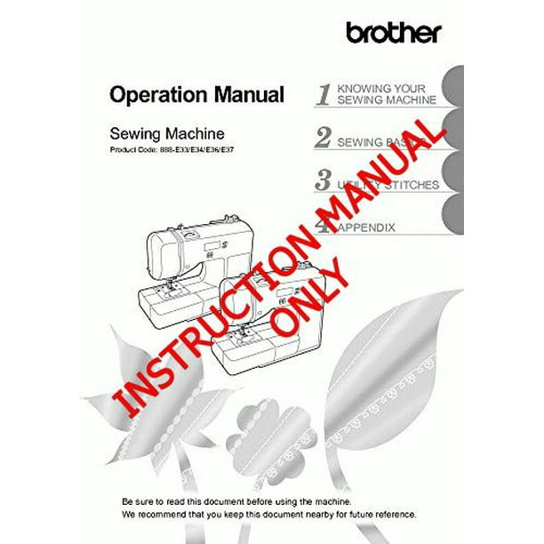 Brother Ce1125prw Sewing Machine Owners Instruction Manual Walmart Com Walmart Com