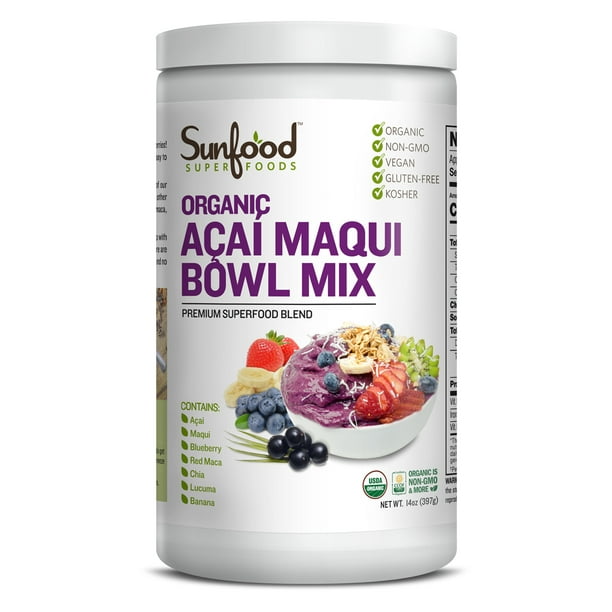 Sunfood Superfoods Organic Acai Maqui Bowl Powder, 14.0 Oz Walmart