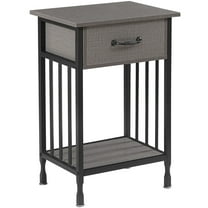 VECELO Nightstand with Drawer and Storage Shelf, Modern End Side Table for Bedroom, Living Room, Office, Hemp Gray