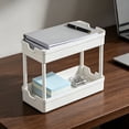 thumbnail image 5 of FEOLGEHLY 2-Tier Plastic Countertop Storage Rack with Drainage Holes, Vanity Storage Tray for Bathroom Shelf, Two-Tier Organizer for Kitchen Counter, White/Black (White), 5 of 7