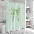 thumbnail image 6 of Green Bow Shower Curtain, Waterproof Shower Curtains for Bathroom, Cute Bowknot Minimalist Solid Color Washable Fabric Bathtub Curtain Set Bath Decor with 12 Hooks Stall 36"x72", 6 of 8