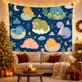thumbnail image 3 of Cute Sleeping Baby Dinosaurs in Night Sky with Moon and Stars, Whimsical Cartoon Illustration for Kids, Dreamy Nursery Wall Decor, Christmas Gift Tapestry Wall Hanging for Bedroom and Nursery, 3 of 7