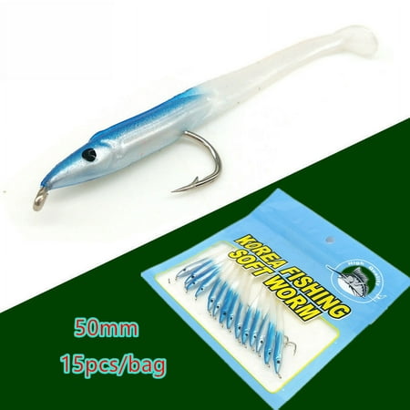 Cieatiam Sea fishing bait with hook eel 5cm/0.6g T tail soft bait soft insect bait bionic bait