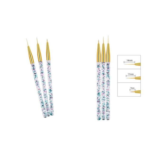de brochas para decoración de uñas de 6x7 / 9 / 14mm para trazos de líneas Detalles - Dorado Salvador Nail Art Drawing Brush Pen