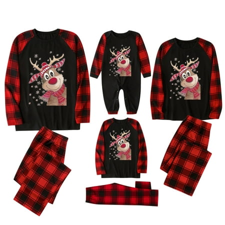 

Fall Clearance Sale! YYDGH Christmas Pajamas for Family Xmas Deer Plaid Print Family Christmas Pjs Matching Jammies Sleepwear Sets for Baby Adults Kids