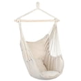 thumbnail image 3 of AMERTEER Distinctive Cotton Canvas Hanging Rope Chair with Pillows Beige, 3 of 5