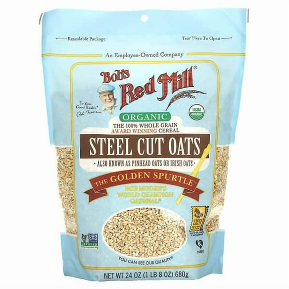 Bob's Red Mill, Organic Steel Cut Oats, Whole Grain, 24 oz Pack of 2
