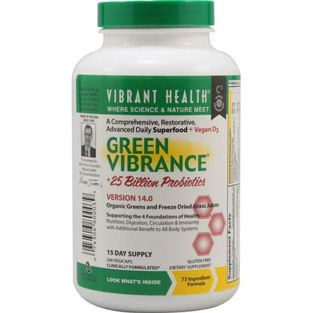 Vibrant Health Green Vibrance Superfood Capsules, 240 (Green Vibrance 60 Day Supply Best Price)