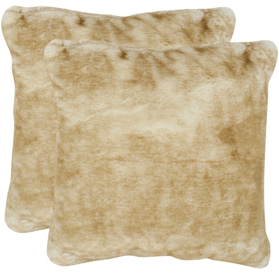 Safavieh Faux Fox 20" x 20" Light Brown Pillow, Set of 2
