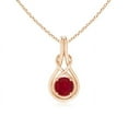 thumbnail image 1 of Angara Natural Ruby Necklace - Round 1 ct Ruby Solitaire Infinity Knot Pendant in 14K Rose Gold for Women, 1 of 8