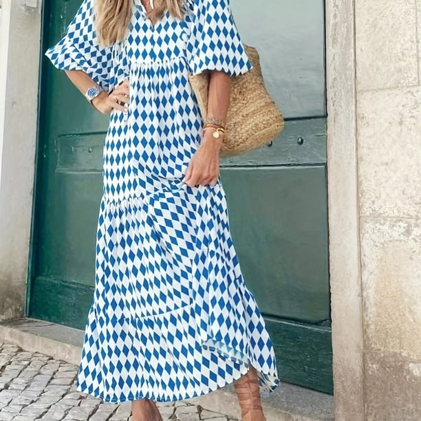Boho long cheap sleeve dress