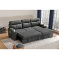 thumbnail image 5 of Maykoosh Boho Beauty Gray Fabric Sleeper Sectional Sofa Chaise with Storage Arms and Cupholder, 5 of 10
