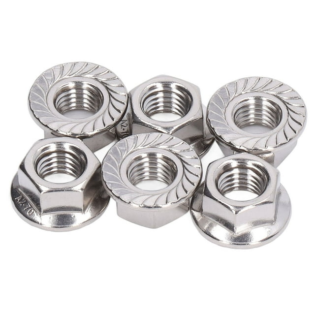 50Pcs Flange Nut, 304 Stainless Steel Fastener Accessory Set Kit M3 M4 M5 M6 M8 M10 M12 for Maintenance