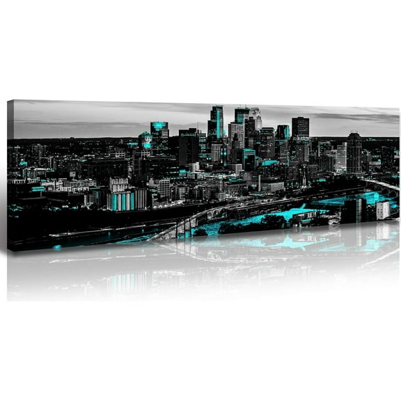 Aaheei Minneapolis Skyline Wall Art Canvas -Black and White Cityscape Minnesota Wall Art Decor for Living Room Modern City Minneapolis Posters Bedroom Home Decorations
