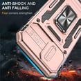 thumbnail image 2 of Dteck Case For iPhone XR,Magnetic Armor Shockproof Ring Stand Slide Camera Lens Protector Hard PC Cover,Rosegold, 2 of 7