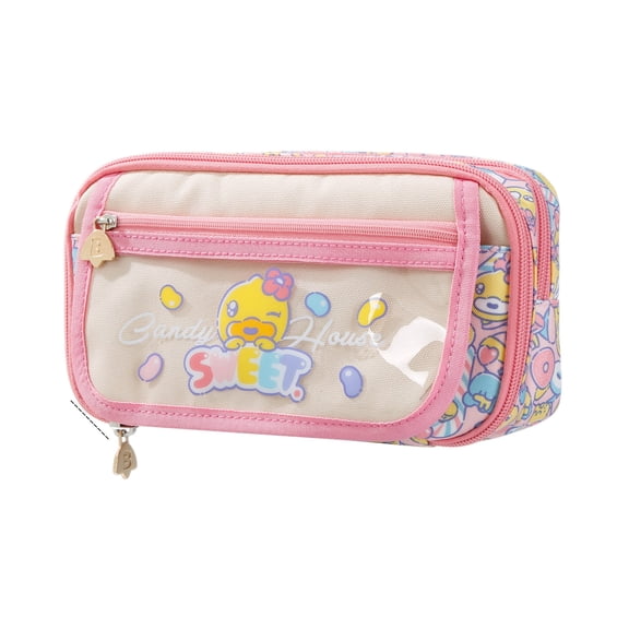 Comix Pencil Pouch with Compartments,Large Capacity Oxford Cloth Storage Case with Zipper for Pens, Tools & Office Supplies, Pink