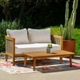 thumbnail image 5 of Linon Panama Loveseat & Table Set with Beige Cushions in Brown Acacia Wood, 5 of 16