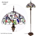 thumbnail image 6 of Tiffany Floor Lamp LED Glam Antique Art Bright Standing Reading Light 64" Tall Stained Glass Birds Shade Boho Industrial Bronze Pole Vintage Base Kids Bedroom Living Room Farmhouse Office WERFACTORY, 6 of 8