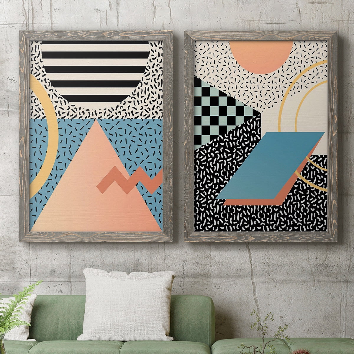 Modern Memphis I - Premium Framed Canvas 2 Piece Set - Ready to Hang