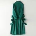thumbnail image 5 of Women's Long Wool Blend Trench Coat, Classic Belted Waist Overcoat, Knee Length Dress Coat, Slim Fit Winter Coat, Solid Color Pea Coat, Formal Trench, Elegant Outerwear Green XXXL, 5 of 5