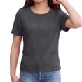 thumbnail image 5 of Resicozy Girls Shirts Cute Basic Tees Summer Ribbed Top Teens Short Sleeve Vacation T-Shirt for Kids 5-13 Years Gray 130, 5 of 7