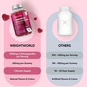 WeightWorld Ashwagandha Gummies for Stress Relief, Healthy Sleep & Energy Booster | 120 Count (2-Month Supply) | Vegan Adaptogen Ashwagandha Supplements, Natural Raspberry-Flavor