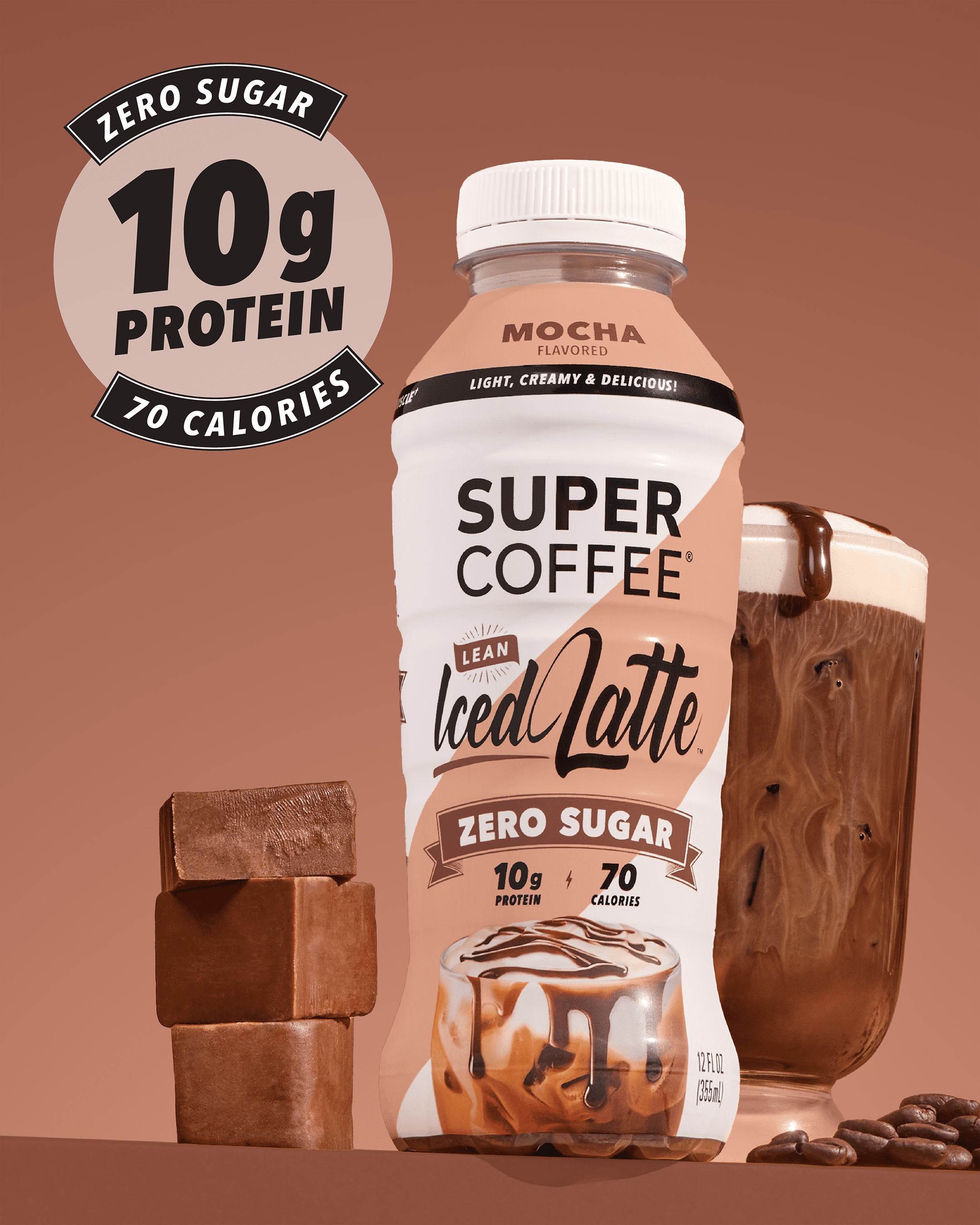 Super Coffee Mocha Latte, Protein Coffee, 12 fl oz Bottle