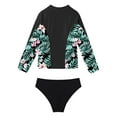 thumbnail image 4 of zdhoor Girls' 2 Piece Rashguard Swimsuit Set Teen Tropical Print Shirts with Bikini Bottoms Set Cute Black 6, 4 of 7
