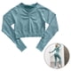 thumbnail image 5 of Traje de yoga mujer shamjiam Pantalones cortos de alto Manga Crop Tops, 5 of 8