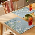 thumbnail image 4 of Spring Flowers Placemats Set of 12, Watercolor White Daisy Floral Leaf Plant Blue Linen Texture Non-Slip Place Mats Washable Table Mats for Kitchen Dining Table Decorations Indoor/Outdoor, 4 of 9
