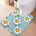 thumbnail image 5 of Toilet Rug Rectangle Bathroom Rugs Non-Slip Soft Plush Machine Washable Contour Bath Mat Happy Face Daisies Flower 24x16, 5 of 9