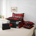 thumbnail image 6 of jejeloiu Red Black Stripes 7-Piece Twin Bedding Sets,Modern Abstract Geometric Bedding Comforter Set,Minimlasim Plaid Grid Sheet Sets For Boys Kids,Luxury Bedroom Decor Reversible, 6 of 8