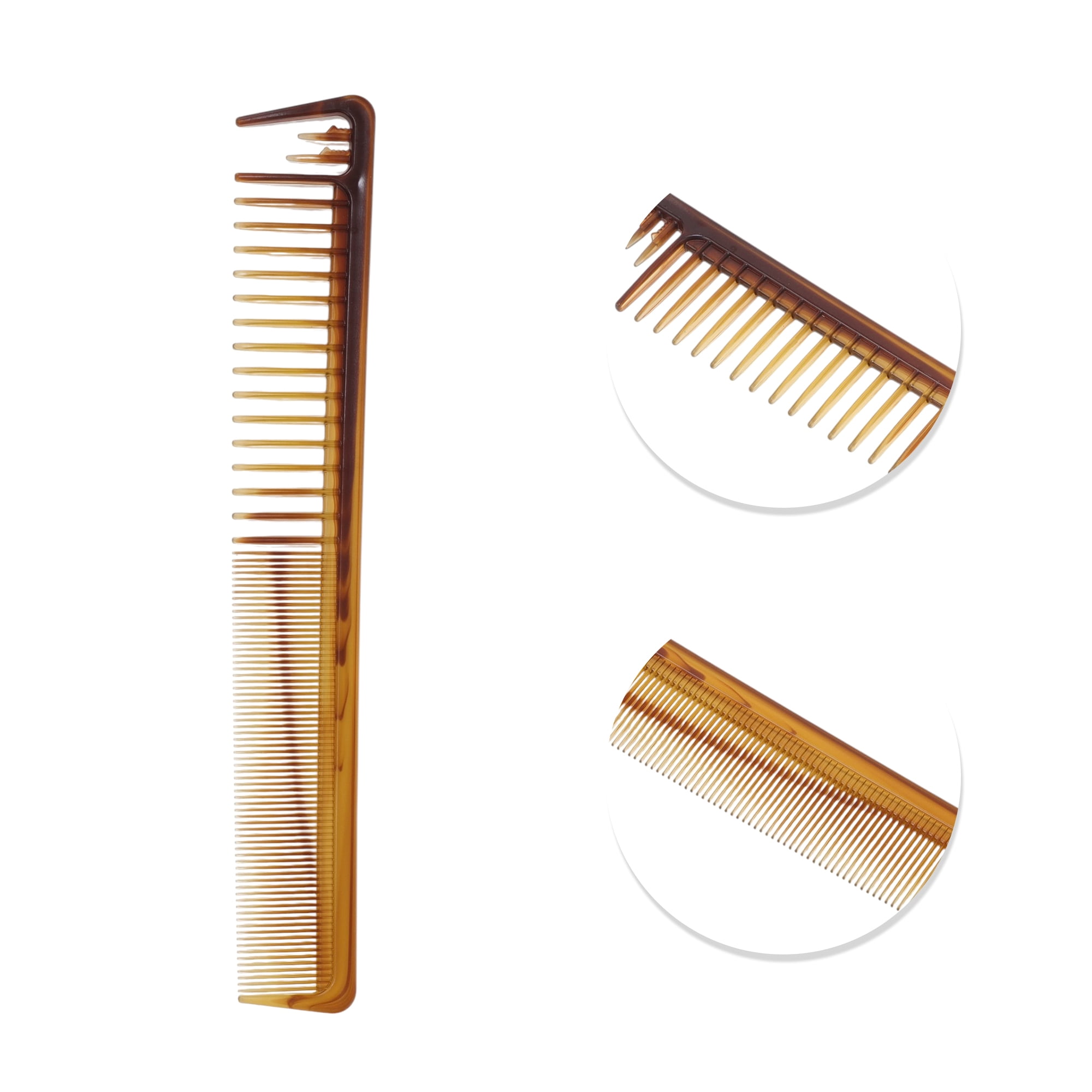 Unique Bargains 1 Pc Women Portable Two-Color Flat Comb for Curly Hair Amber