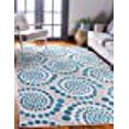 thumbnail image 3 of Unique Loom Modern Collection Carved Circles Transitional Indoor and Outdoor Flatweave Area Rug, 9 x 12 Feet, Ivory/Teal, 3 of 10